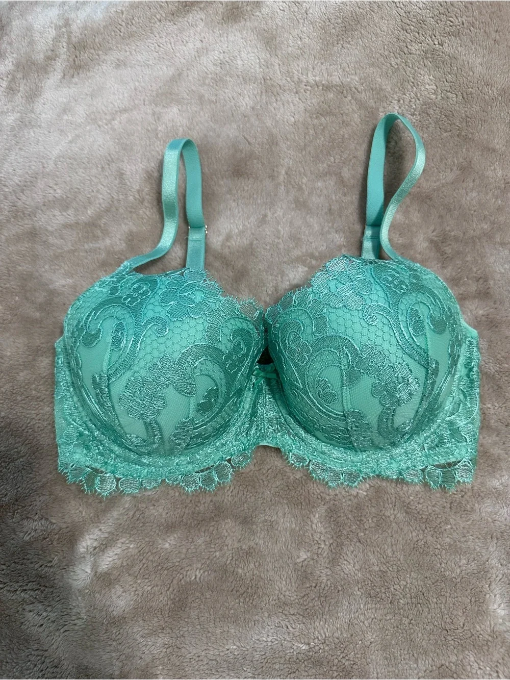 Victoria's Secret Green Mint Lace Bra & Thong Set